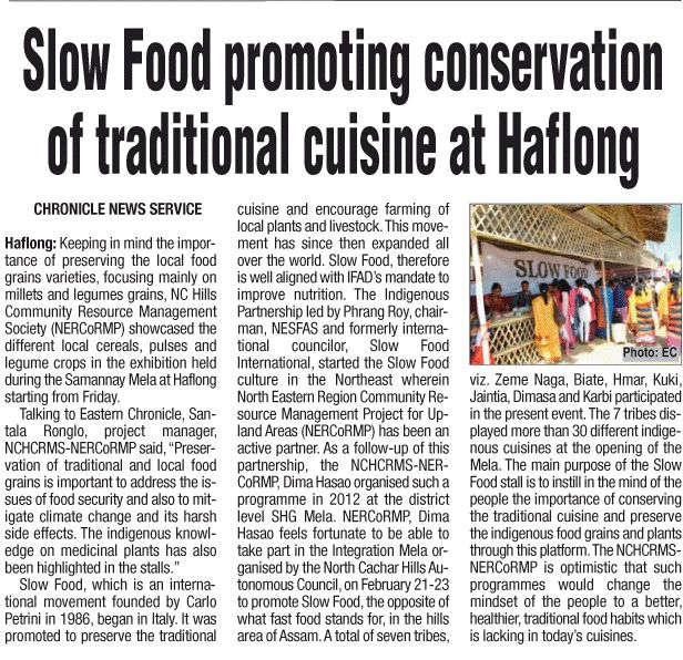 Slow Food Promoting Conservation of Traditional Cuisine at Halflong